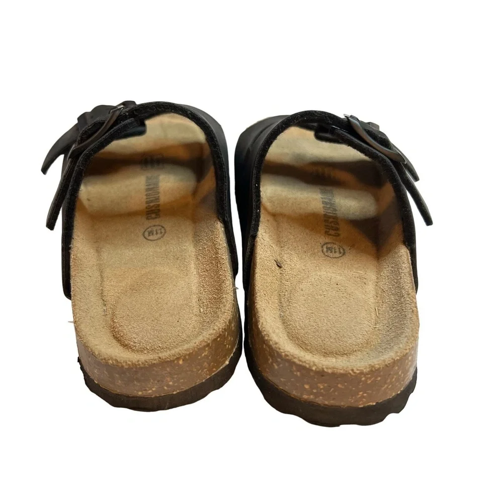 Kids Sandal Leather Double Strap Buckle Slide Cushion Aire Brown Size‎ 11